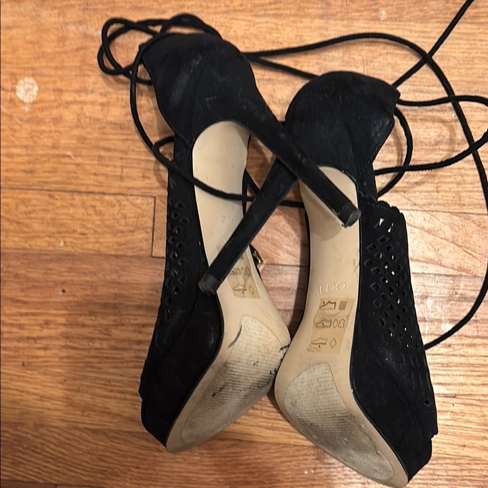 Aldo Black Stiletto Heels with Ankle Straps - Picture 7 of 12
